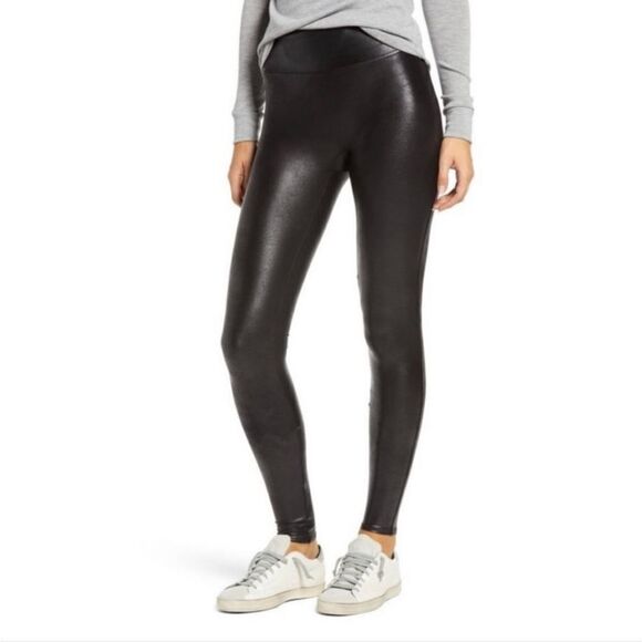 SPANX Faux Leather Leggings Black Size M - Picture 1 of 5